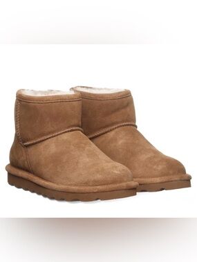 Cozy Suede Shearling-Lined Ankle Boots - Tan